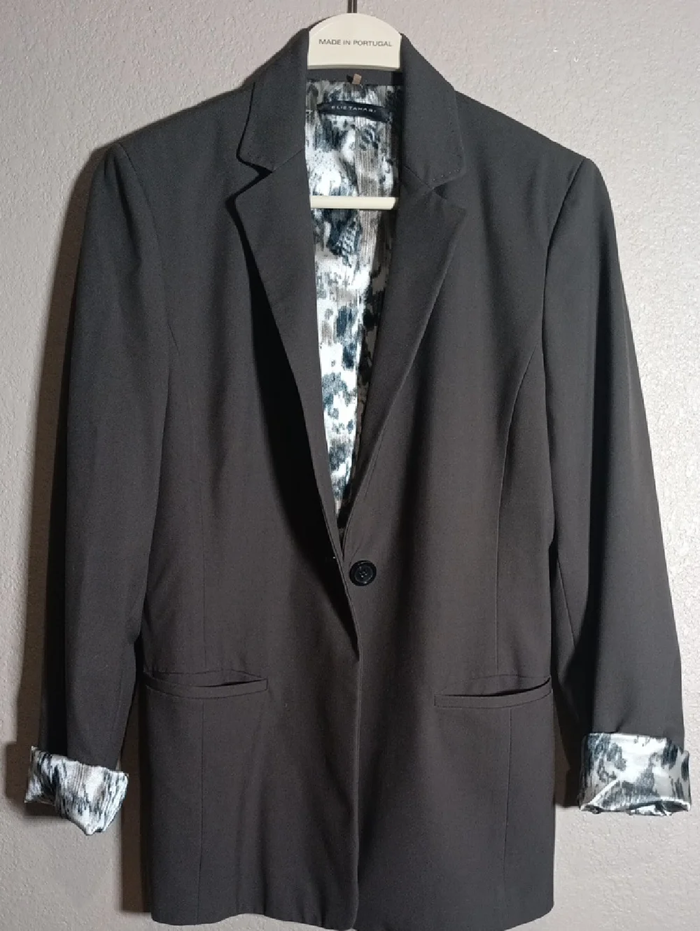 Womens Black Single-Button Blazer